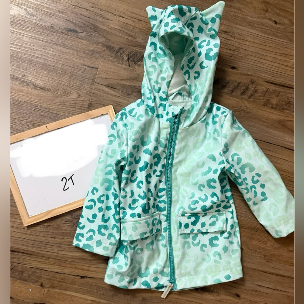 Mint Green Leopard Print Raincoat